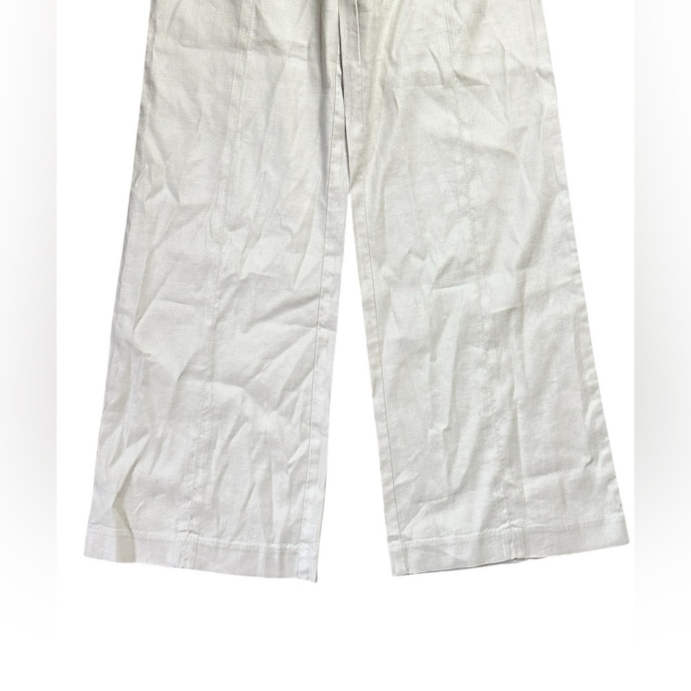 Evereve Womens 25 Beige Linen Blend High Rise Wide Leg Trousers - Picture 3 of 7